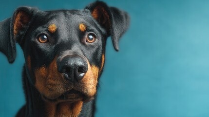 Fototapeta premium Black dog on plain background