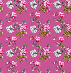 floral design, seamless design for fabric prints or wallpaper print.