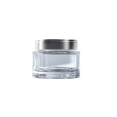 Elegant clear glass jar with silver lid offers versatile packaging solutions for beauty products and cosmetics, ideal for skincare and creams
