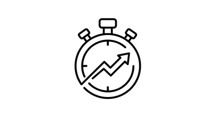 Outline icon of stopwatch with rising arrow overlay