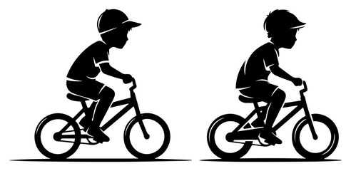 Obraz premium Young Boy Riding a Bicycle Silhouette