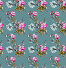 floral design, seamless design for fabric prints or wallpaper print.