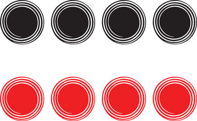 circle, icon, symbol, graphic, design, abstract, round, shape, element, set, collection, black, red, white, background, concentric, rings, pattern, simple, clean, modern, isolated, graphic design, web