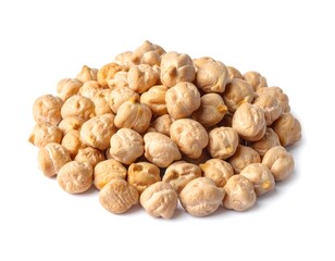 Pile of chickpeas on white background