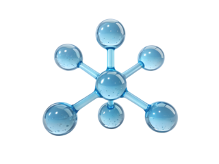 Blue molecule structure isolated on transparent background