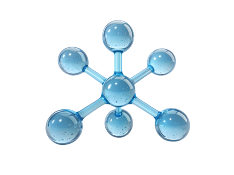 Blue molecule structure isolated on transparent background