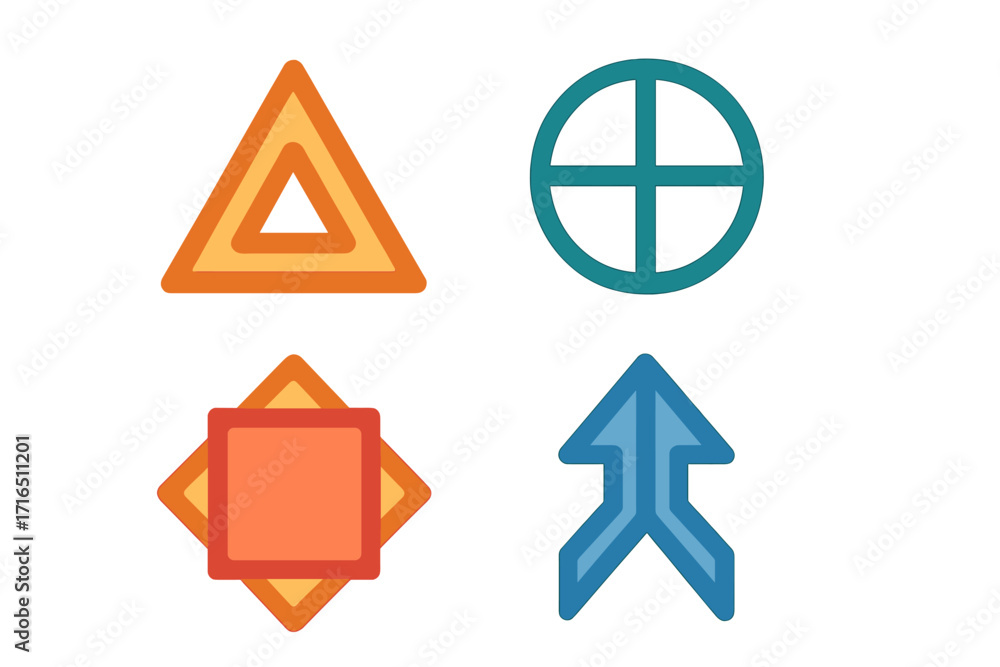Poster set of abstract geometric shapes. flat design vector icon collection. modern graphic elements for lo