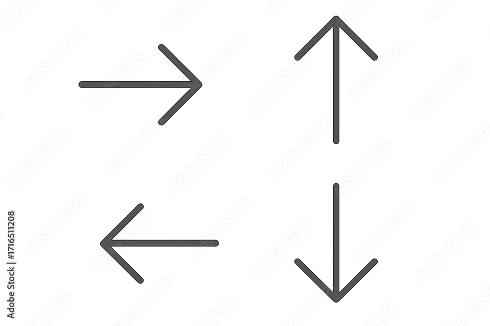 Poster arrow icon set for navigation and direction. vector collection of simple up, down, left, and right p