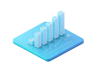 A blue bar graph isolated on transparent background is displayed