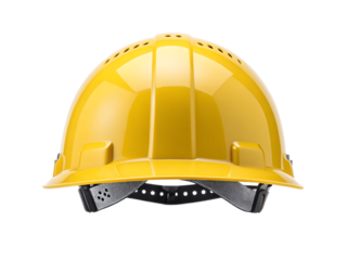 Yellow construction helmet isolated on transparent background