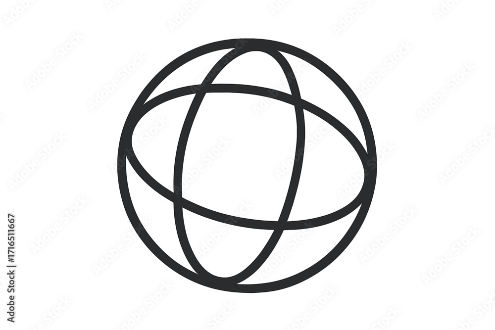 Poster sphere icon line art. global network connection symbol. world wide web internet technology concept. 