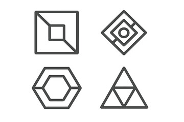 Set of abstract geometric shapes. Collection of modern minimalist linear icons. Vector symbols for logo design, branding or UI. Triangle, square, hexagon signs.
