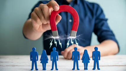 Magnet Attracting Talent Team Member Recruitment and Human Resource Concept