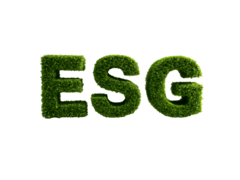Esg letters made of green grass isolated on transparent background