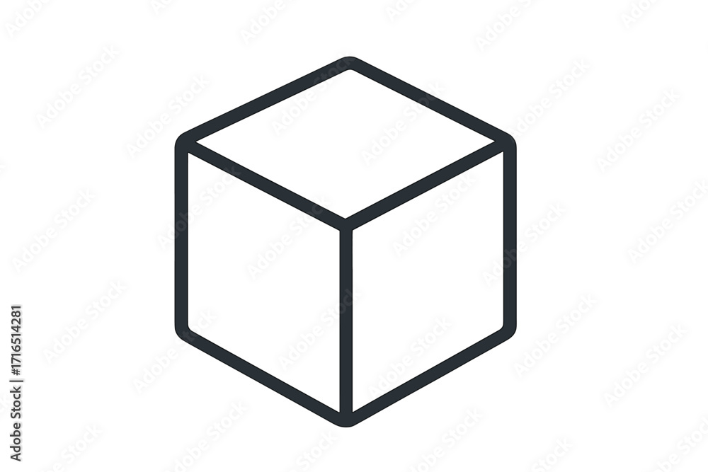 Poster cube line icon, 3d box symbol vector. geometric block in isometric perspective. minimalist container