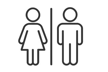 Restroom sign with man and woman icon. WC, toilet, lavatory symbol for public places. Male and female gender pictogram. Linear vector illustration for easy orientation.