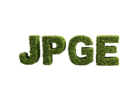 Jpge letters made of green grass isolated on transparent background