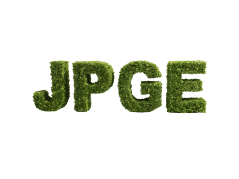 Jpge letters made of green grass isolated on transparent background
