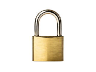 Naklejka premium A shiny new brass padlock isolated on transparent background
