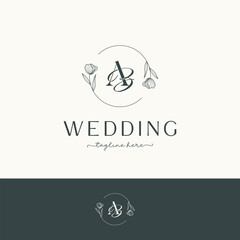 Elegant AB Wedding Logo with Floral Monogram and Minimalist Design