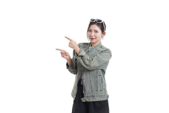 Stylish Guidance: A confident individual with sunglasses, dressed in contemporary attire, gestures expressively, offering direction or making a point.