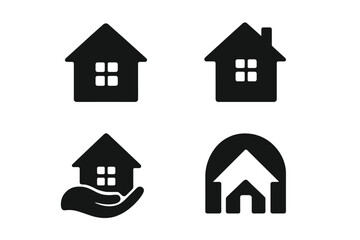 Fototapeta premium Set of house icons for real estate business. Home symbol collection for property logo design. Vector graphic element for mortgage, insurance, or construction company branding.