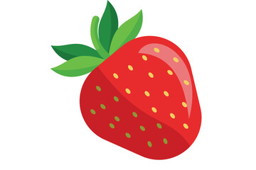 Bright Red Strawberry Illustration With Green Leaves For Food, Baking, And Summer Marketing