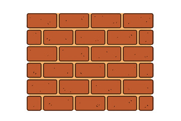 Red brick wall texture background. Vector cartoon illustration in flat design. Seamless pattern for construction or building exterior. Masonry surface graphic element.