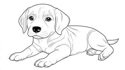Cute dog puppy line drawing