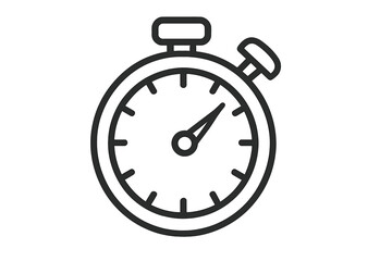 Obraz premium Simple line icon of a stopwatch. Chronometer and timer for measuring time, speed, and performance. Vector graphic for deadline, countdown, sport, competition, and efficiency.