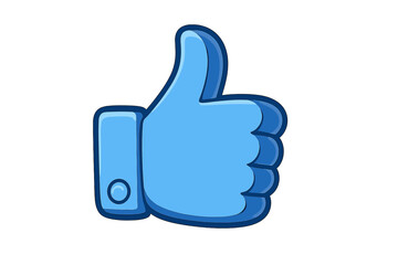 Thumbs up icon for social media. Like button symbol for approval and positive feedback. Blue cartoon hand gesture vector illustration. Excellent, good job, and ok sign.