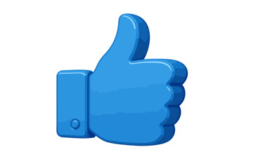 3D Like icon. Thumbs up symbol. Social media approval and recommendation sign. Blue hand gesture for positive feedback, agreement, or success. Vector web button isolated.