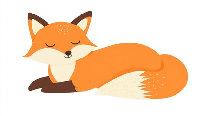 Obraz premium Cute sleeping fox illustration