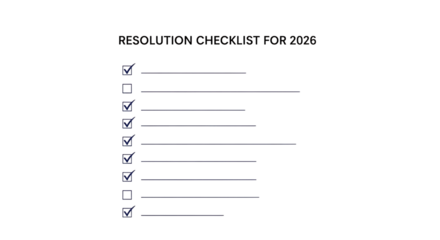 Resolution checklist for success planning goals new year list achieve progress review complete tasks year transparent background