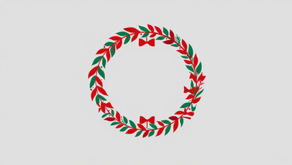 Fototapeta premium Festive red and green Christmas wreath with bows creates elegant holiday decor for seasonal projects