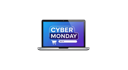 Cyber monday deals online shopping sale discounts promotion laptop offers best prices save money now transparent background