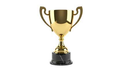 Golden trophy award winning cup champion achievement success prize victory celebration competition transparent background