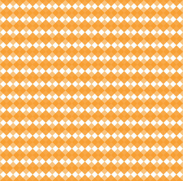orange brown checkboard games, Square shapes vintage background. Childish rhombus tiles seamless pattern vector graphic design, tablecloth fabric print. Checkerboard squares endless backdrop.