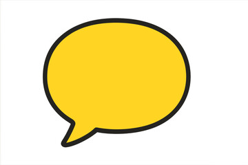 Fototapeta premium Yellow speech bubble simple flat vector icon. Talk balloon for communication, message, or comment. Cartoon illustration of a blank dialogue box for comics or chat. Empty quote sign template.