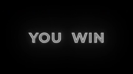 YOU WIN flashing neon text animation with a blinking effect. Pop-up message. Cyberpunk technology text - Powered by Adobe