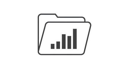 Minimal icon of folder with bar chart overlay