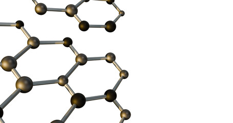 Rede molecular 3D dourado premium com hastes met&aacute;licas em padr&atilde;o hexagonal &mdash; fundo transparente (PNG/alpha) e amplo espa&ccedil;o para texto