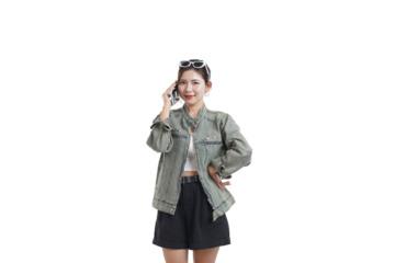 The Casual Conversation: A poised woman, illuminated by natural light, engages in a mobile phone call, showcasing her confidence in a moment of everyday connection.