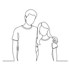 Line Art Of Brother And Sister Hugging On White Background family embrace