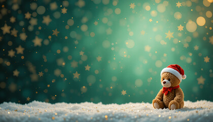 christmas card with teddy bear