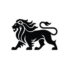 Lion Silhouette Walking – Majestic Wild Animal Vector Illustration