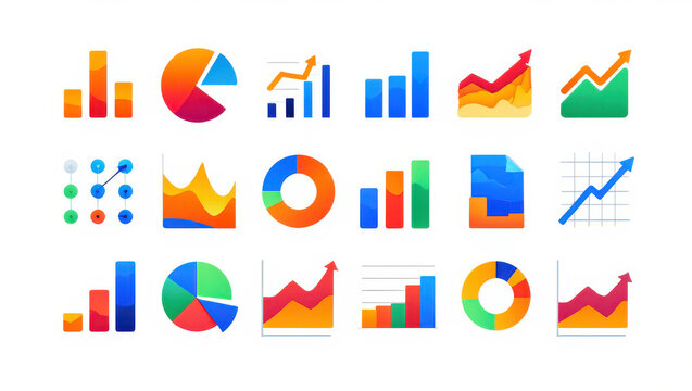 Dynamic modern charts and graphs showcasing growth and data analysis for business success