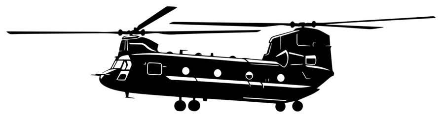 Tandem Rotor Chinook Helicopter Silhouette Icon black shape vector laser cutting engraving monochrome print © Camel