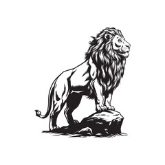 Majestic Lion on Rock – Wild Animal Vector Silhouette Illustration