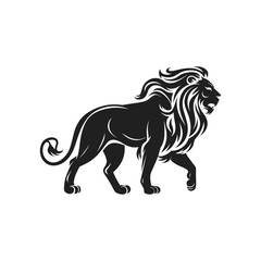 Walking Lion Silhouette – Majestic Wild Animal Vector Illustration
